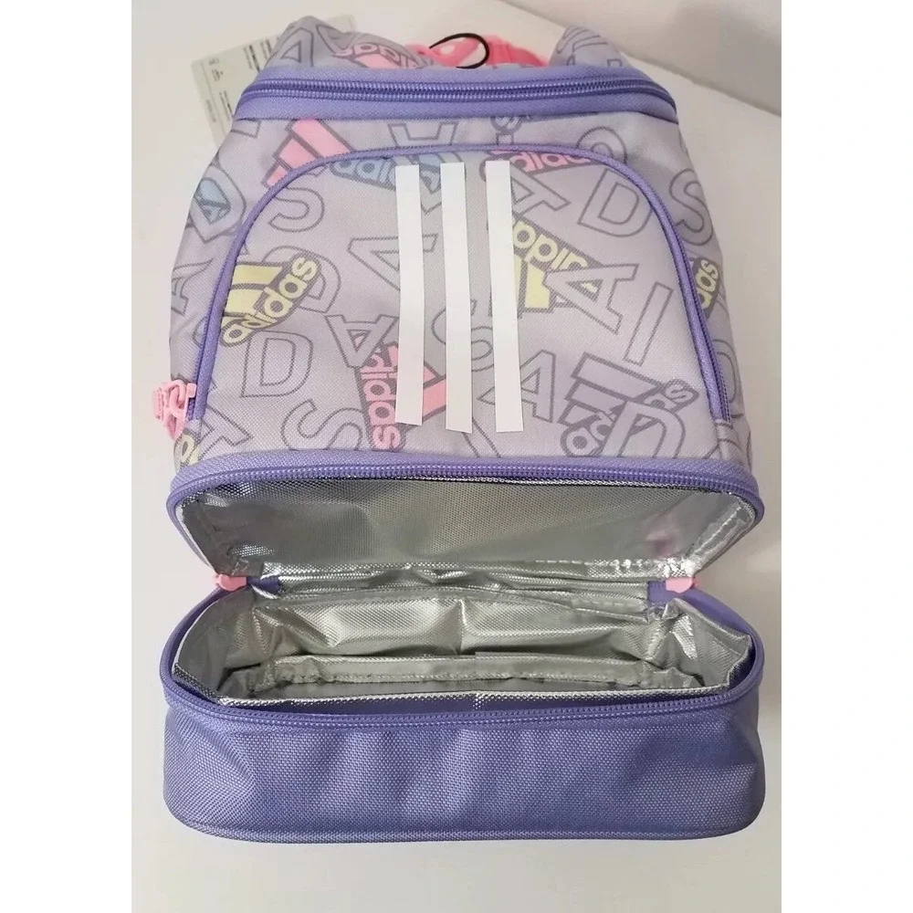 Adidas Excel 2 Insulated Lunch Bag School Work Logo Multi- Compartment  Pink NEW